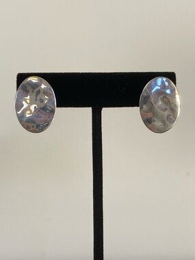 Vintage 80s 90s RJ Graziano 925 sterling silver hammered oval pierced earrings